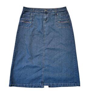 Cato Denim Skirt 18 Blue Jean Stretch‎ A Line Pockets Back Slit Yellowstone